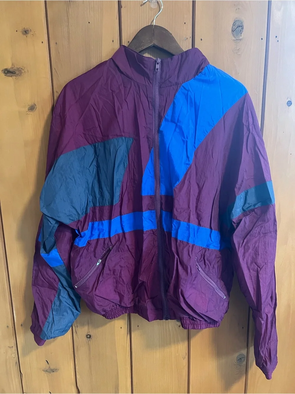 90’s Avait Sportif Color-Block Windbreaker & Pants! XL - Plum, Blue, Charcoal